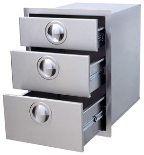 Luxor Slimline Series SS Triple Drawers w/ Roller Tracks: click to enlarge