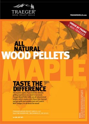 Traeger Maple Wood Pellets - 20lb Bag: click to enlarge