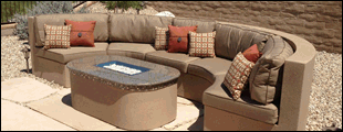 Small photographs of fire pits and fireplaces accessories available at Nevada Outdoor Living